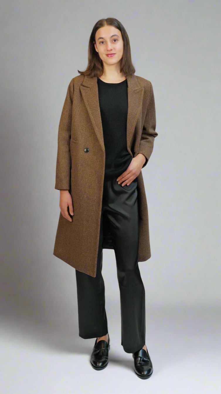 Choco Herringbone Coat