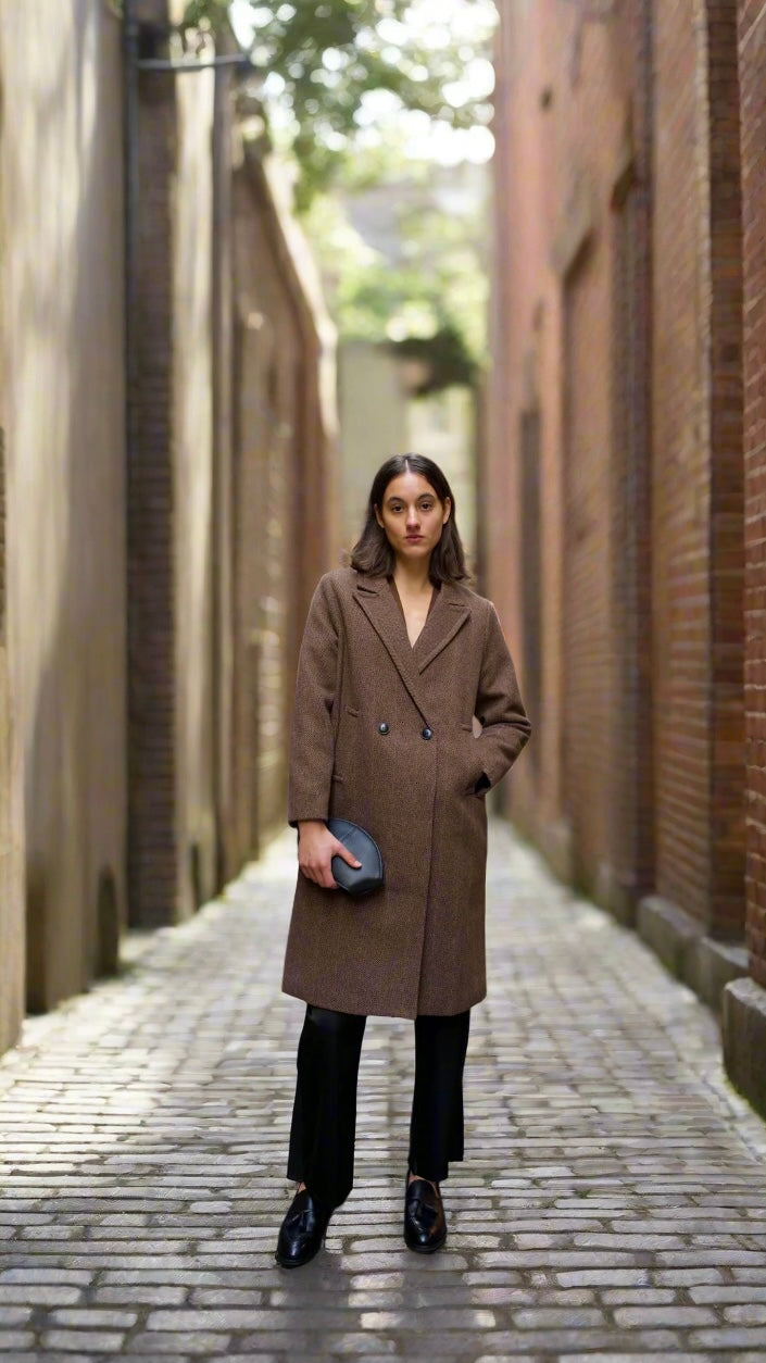Choco Herringbone Coat