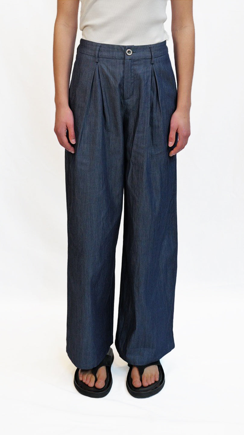 Zea Indigo Cotton Wide Pants