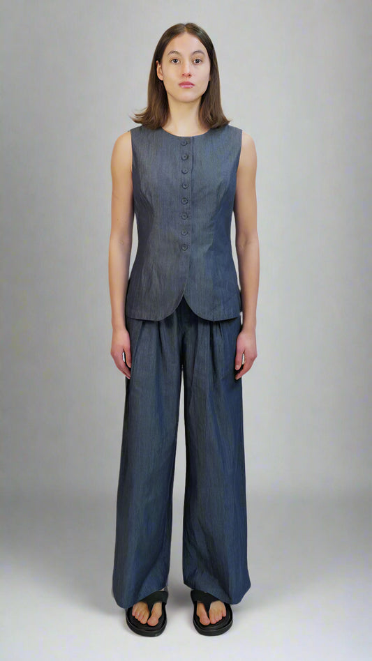 Zea Indigo Cotton Vest