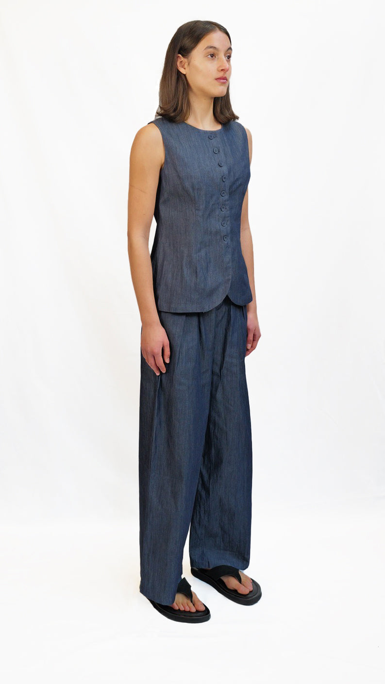 Zea Indigo Cotton Vest