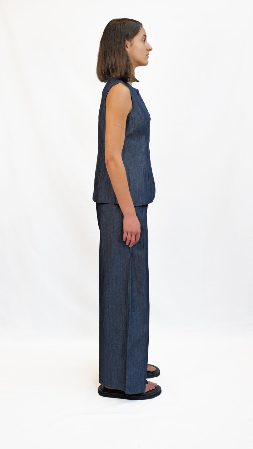 Zea Indigo Cotton Vest