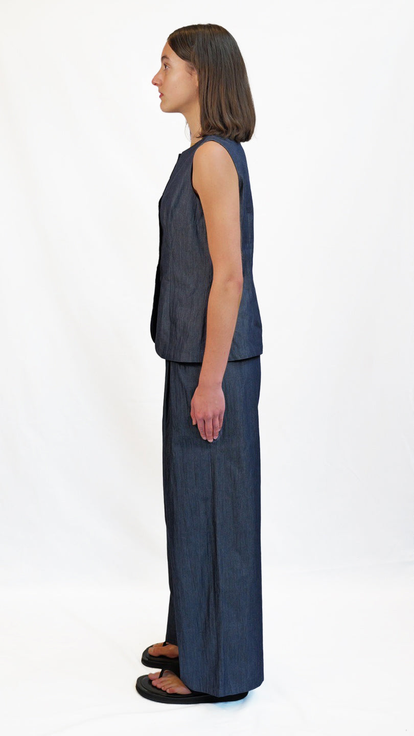 Zea Indigo Cotton Vest
