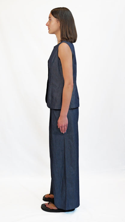 Zea Indigo Cotton Vest