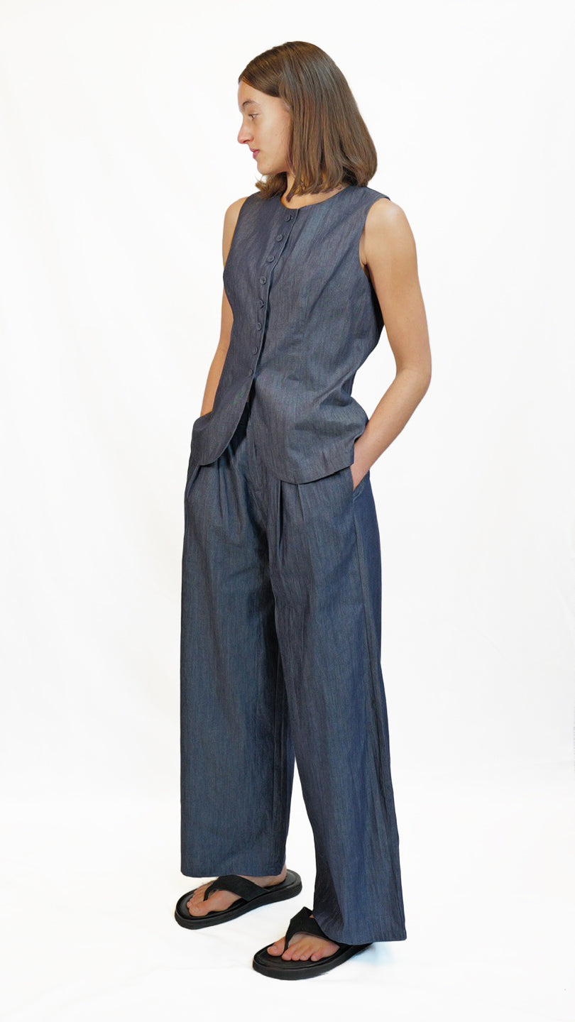 Zea Indigo Cotton Vest