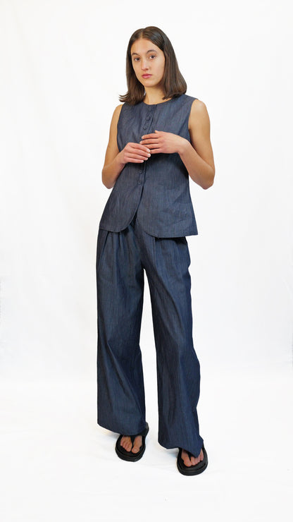 Zea Indigo Cotton Vest