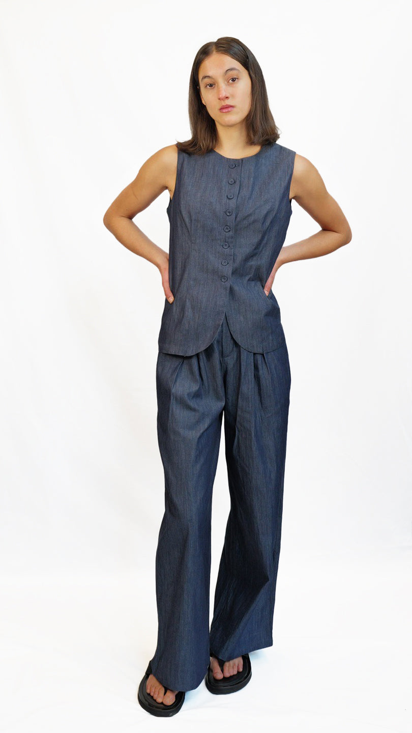 Zea Indigo Cotton Vest
