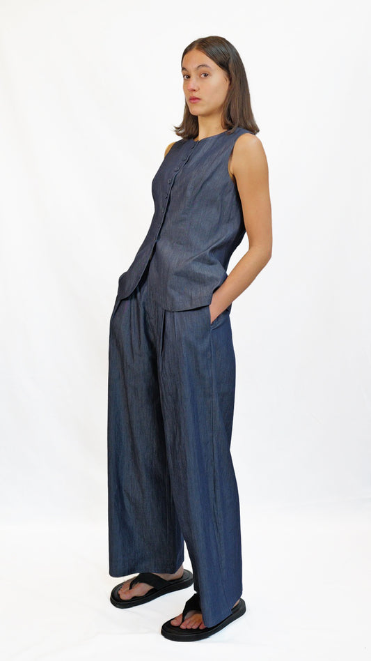 Zea Indigo Cotton Wide Pants