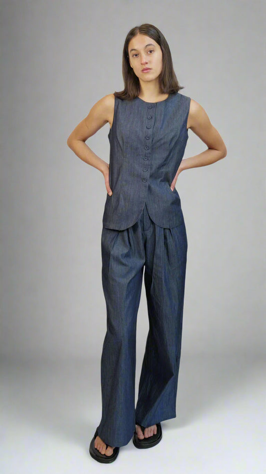 Zea Indigo Cotton Wide Pants